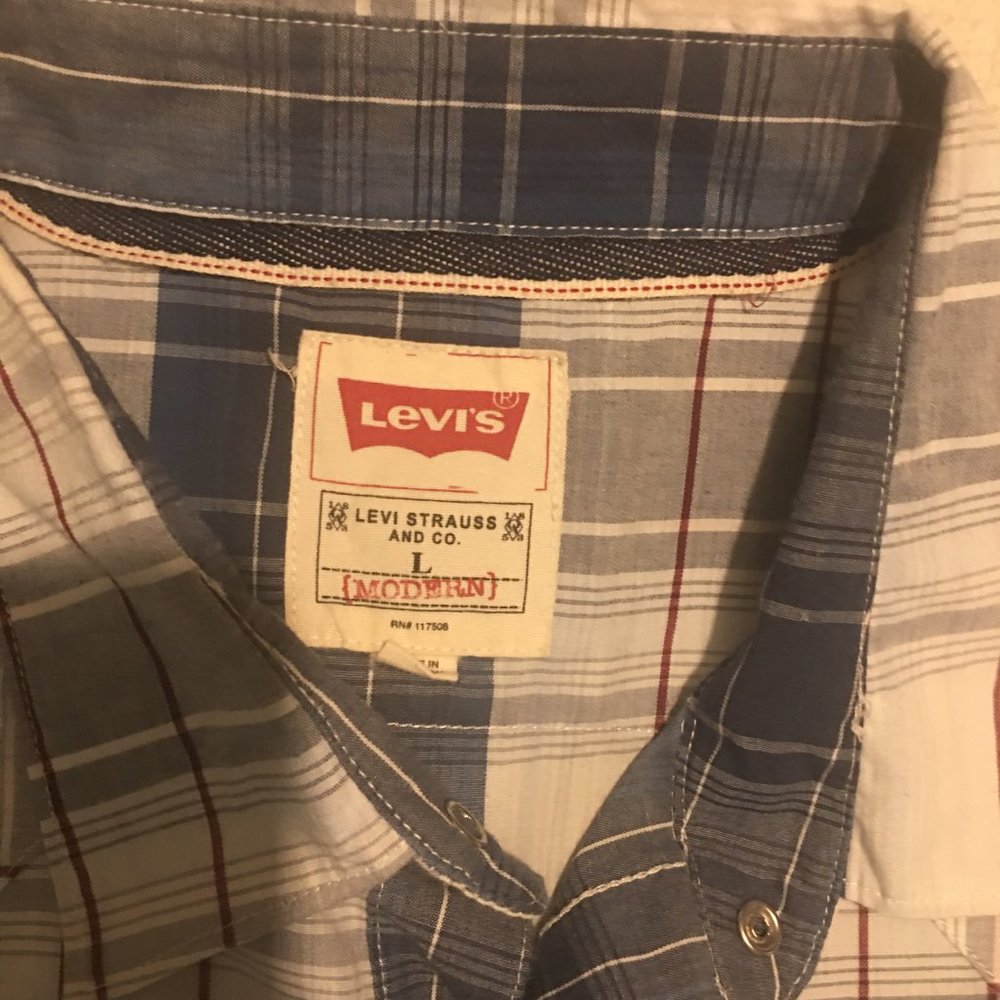 LEVI MEN SNAP BUTTON DOWN LONG SLEEVE SHIRT SIZE LARGE - Picture 4 of 6